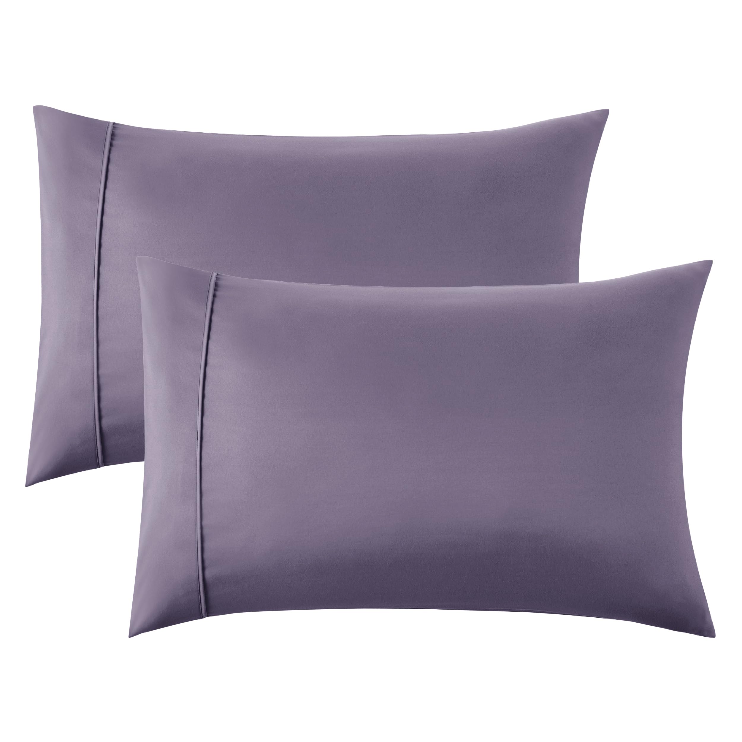 Bedsure Queen Pillow Cases Set Of 2 - Grayish Purple Polyester Microfiber Pillowcase 2 Pack, Super Soft And Cozy Pillowcase, Pillow Case Covers With Envelop Closure, 20X30 Inches