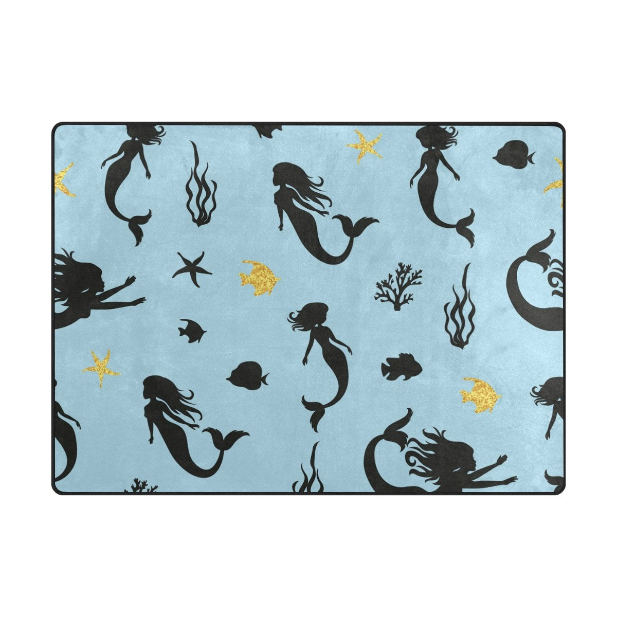 My Little Nest Area Rug Cute Mermaids Lightweight Non-Slip Soft Mat 4'10 X 6'8, Memory Sponge Indoor Outdoor Decor Carpet For Living Dining Room Bedroom Office Kitchen