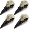 Geetery 2.36 Inches Halloween Raven Skull Figurine Scavenger Gothic Crow Hanging Wall Sculpture Resin Raven Skull Statue for Hom