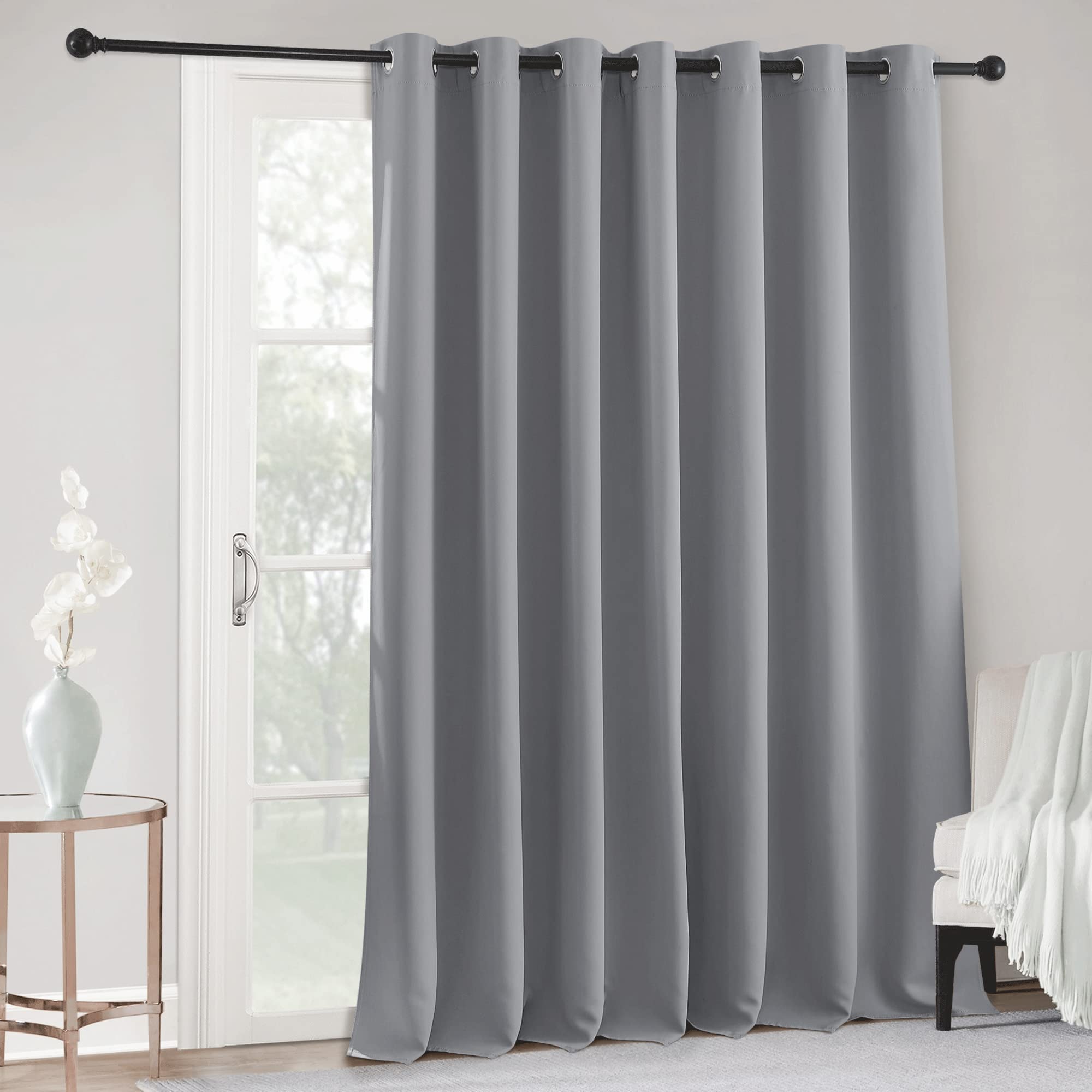 Ryb Home Blackout Curtains For Bedroom - Thermal Insulated Energy Efficiency Window Curtains For Living Room Office Dining Room Divider Outdoor Indoor Decor, W 100 X L 84, 1 Panel, Silver Grey