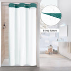 Mitovilla Dark Green Waffle Small Stall Shower Curtain 36 X 74, No Hooks Required Half Size Narrow Fabric Cloth Shower Curtain S