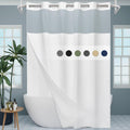 EUTXL White Long No Hook Shower Curtain with Snap in Liner,230GSM Waffle Weave Shower Curtains for Bathroom,71W x 86H