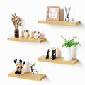 Bellsal Floating Shelves for Wall, Maple Wood Wall Shelf Set of 4, 16'' Wall Mounted Floating Shelf for Kitchen, Living Room, Be