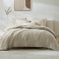 Wrensonge Light Oatmeal Full Size Comforter, 7 Pieces Soft Full Size Comforter Sets- Full Comforter Fitted Sheet, Flat Sheet, 2