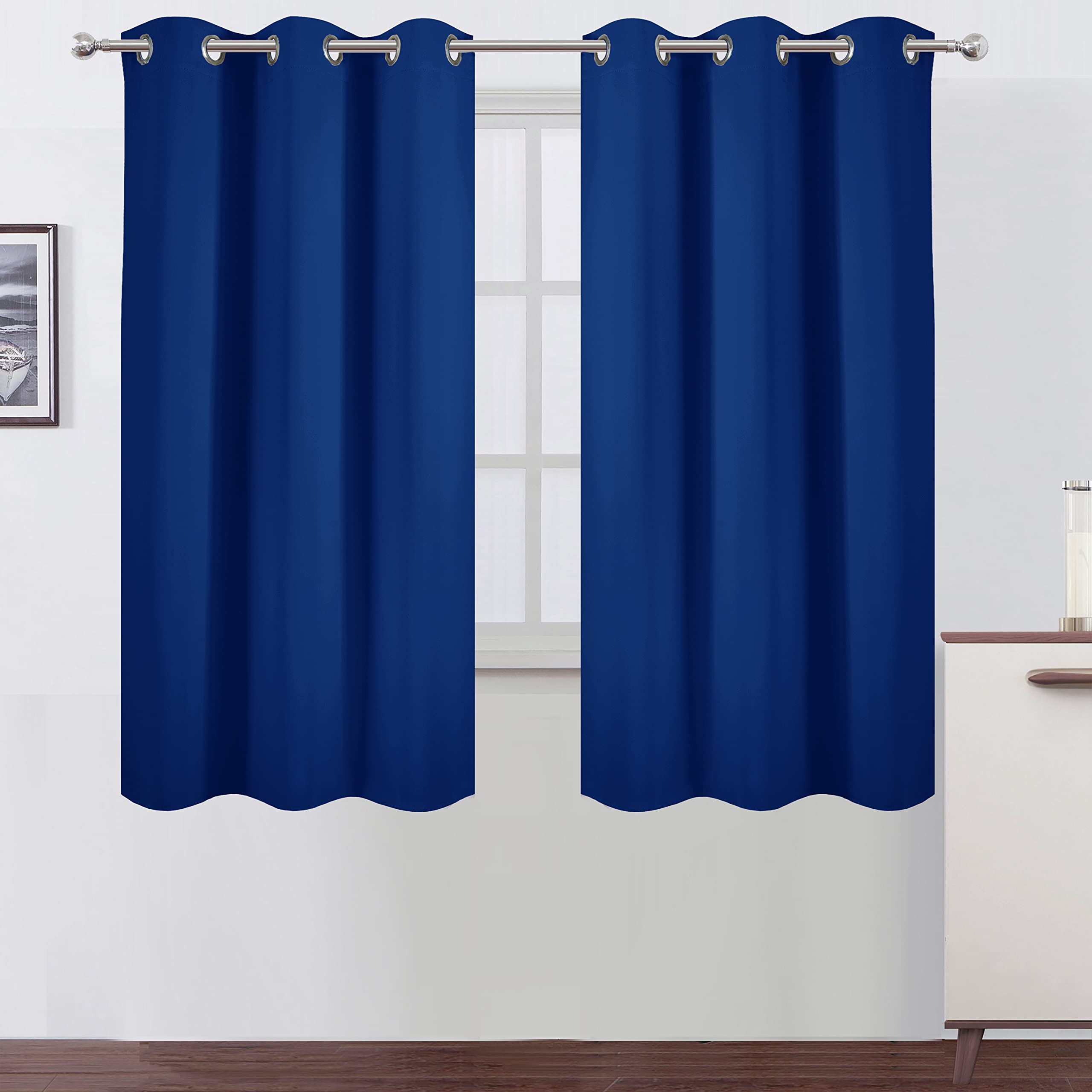 Lemomo Blackout Curtains 42 X 63 Inch/Royal Blue Curtains Set Of 2 Panels/Thermal Insulated Room Darkening Bedroom Curtains
