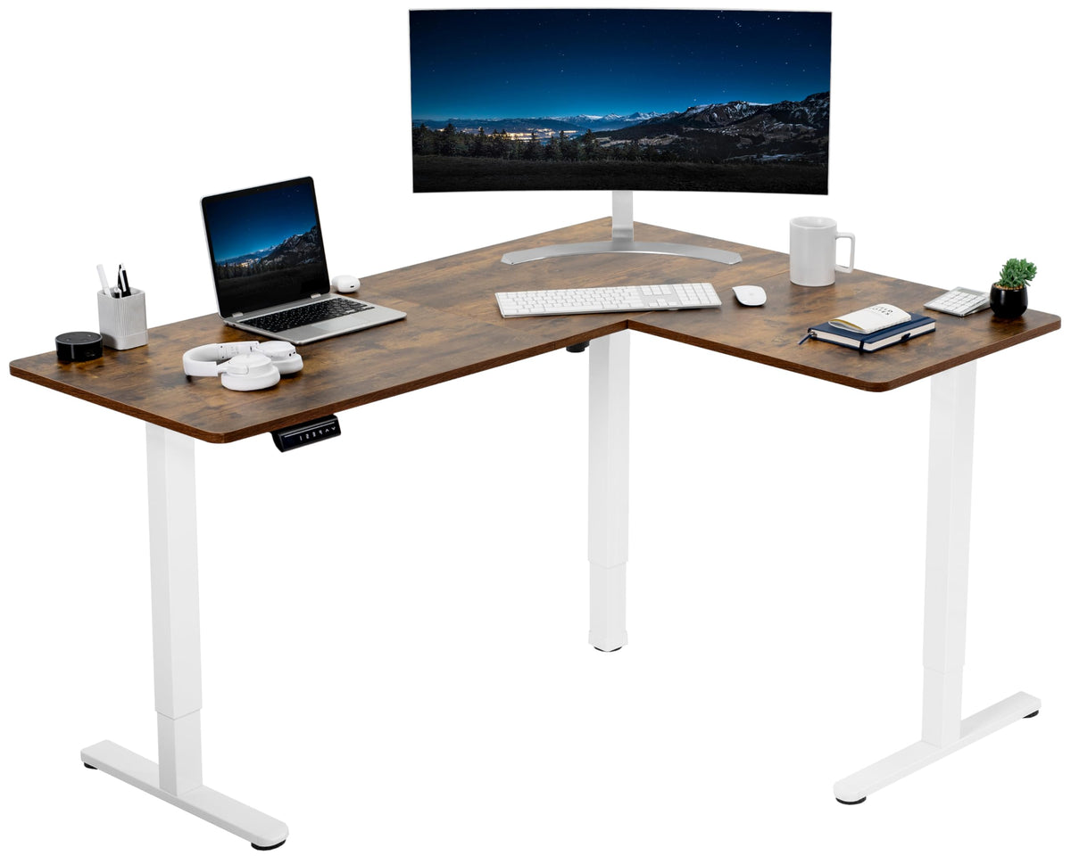 VIVO Electric Corner 63 x 47 inch L-Shaped Standing Desk, Memory Heigh ...