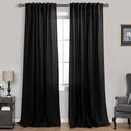 Hunter Green Boho Linen Curtains 90 Inches Long For Living Room Bedroom Rod Pocket Back Tab Dark Emerald Green Light Filtering W