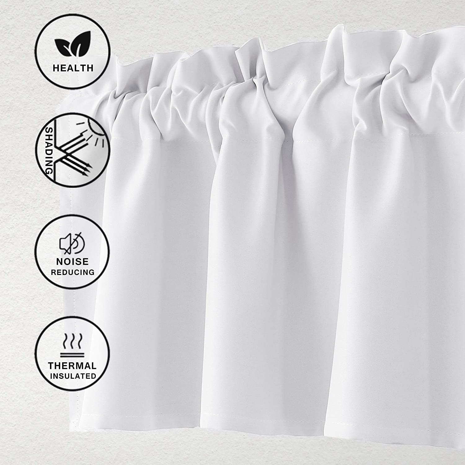 Hiasan Valance Curtains For Kitchen Rod Pocket Room Darkening Window Curtain Valance, 42 X 12 Inches Length, Greyish White, 1 Panel