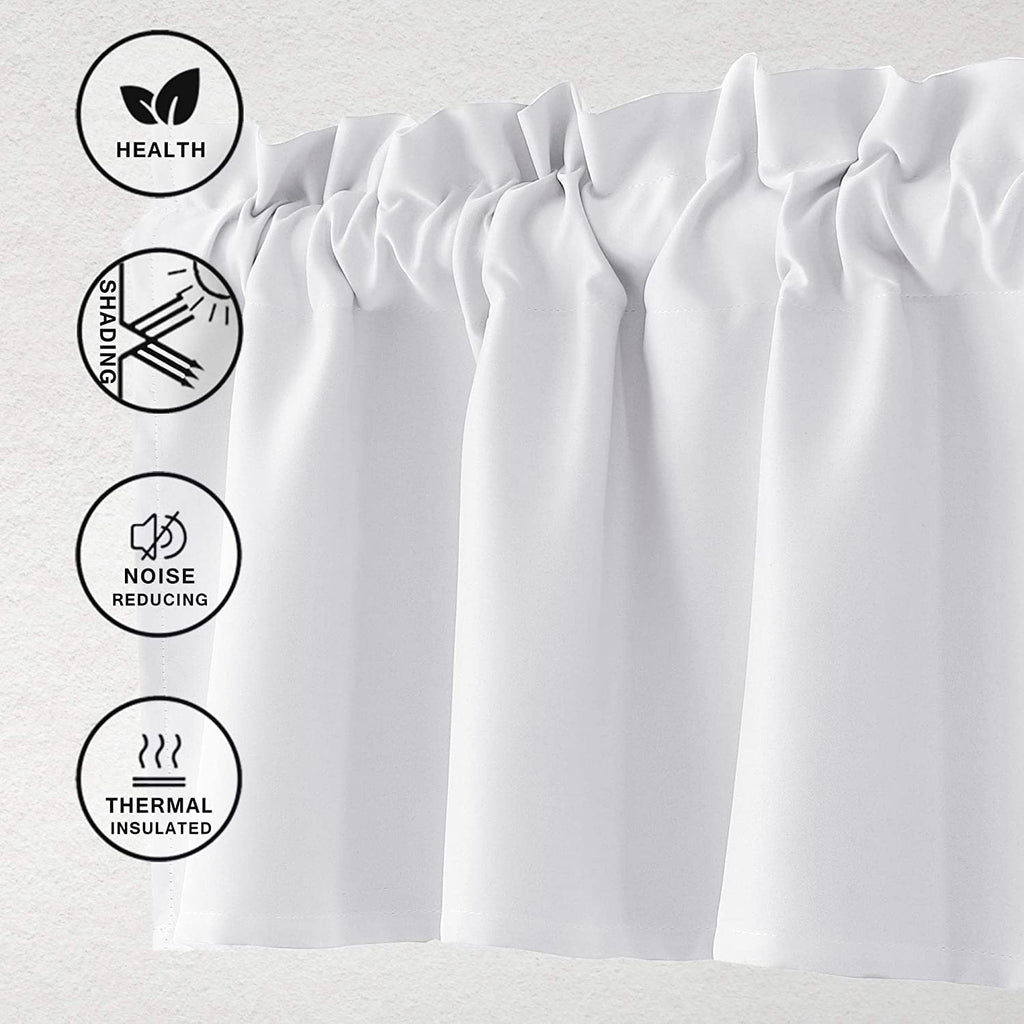 Hiasan Valance Curtains For Kitchen Rod Pocket Room Darkening Window Curtain Valance, 42 X 18 Inches Length, Greyish White, 1 Panel