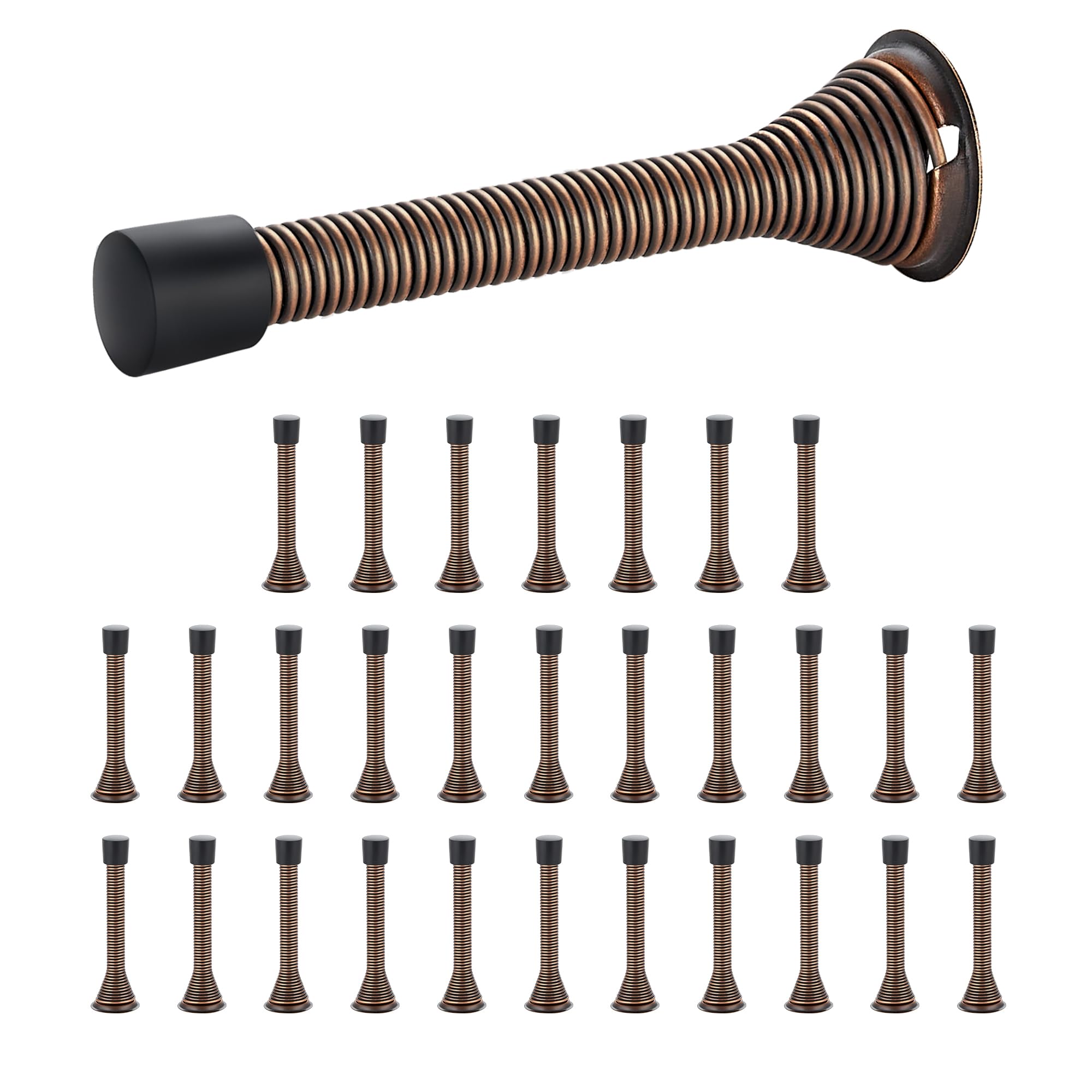 Ravinte Door Stoppers, 30 Pack Spring Door Stops With Rubber Bumper, Oil Rubbed Bronze Door Stoppers For Bottom Of Door