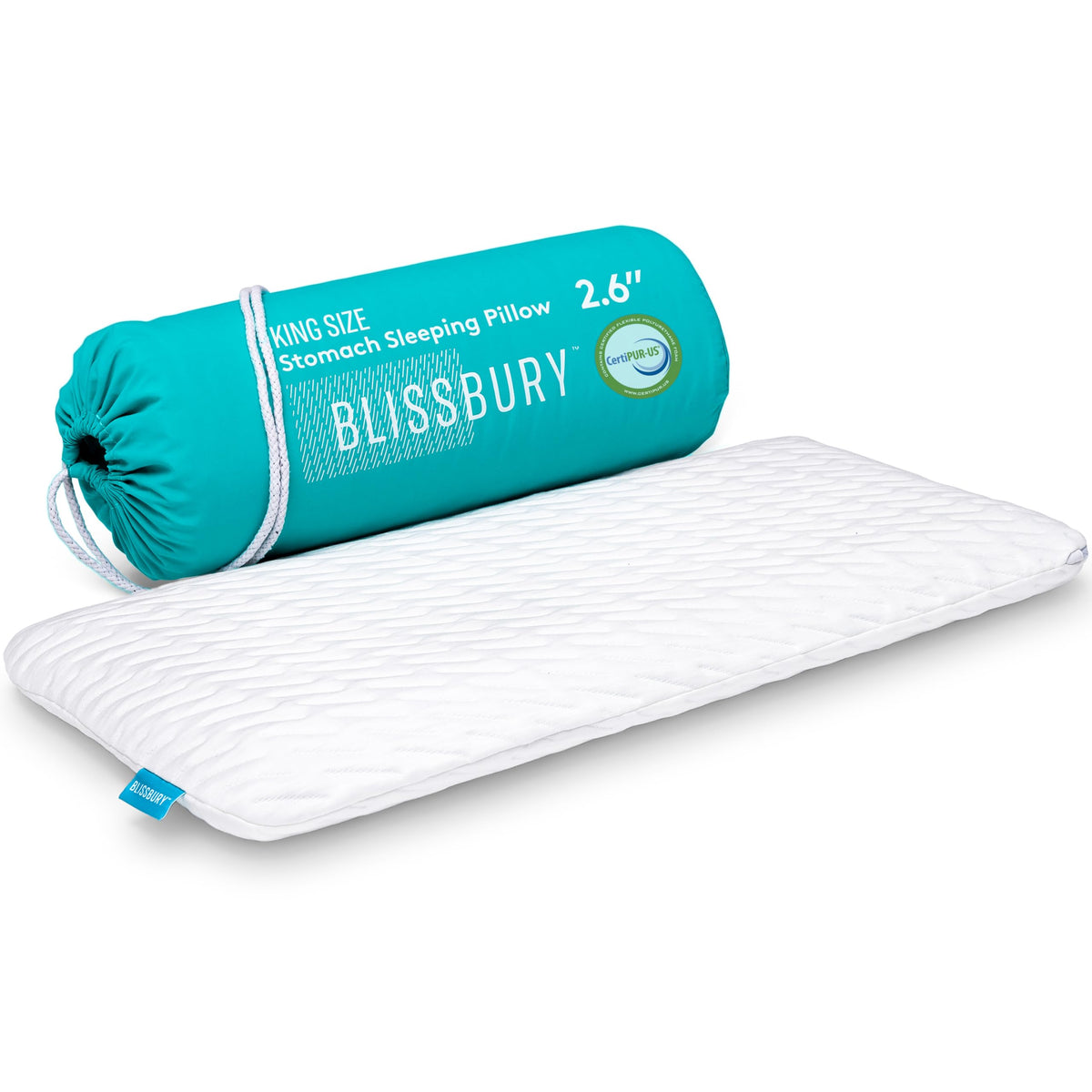 Blissbury King Size 2.6 Inch Ultra Thin Pillow For Sleeping | Premium Memory Foam Flat Pillow | Back & Stomach Sleeping Pillow |