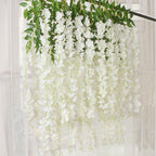Luerbi 5 Pack Cream Wisteria Hanging Flowers Garland, 3.77 Feet Cream Artificial Wisteria Flower Vines, Fake Cream Wisteria, Cre