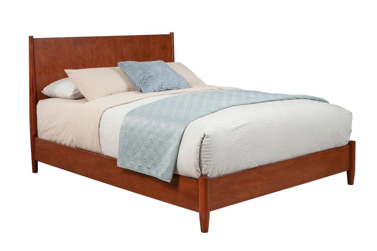 Alpine Furniture Mid Century Platform Bed, Full, Acorn