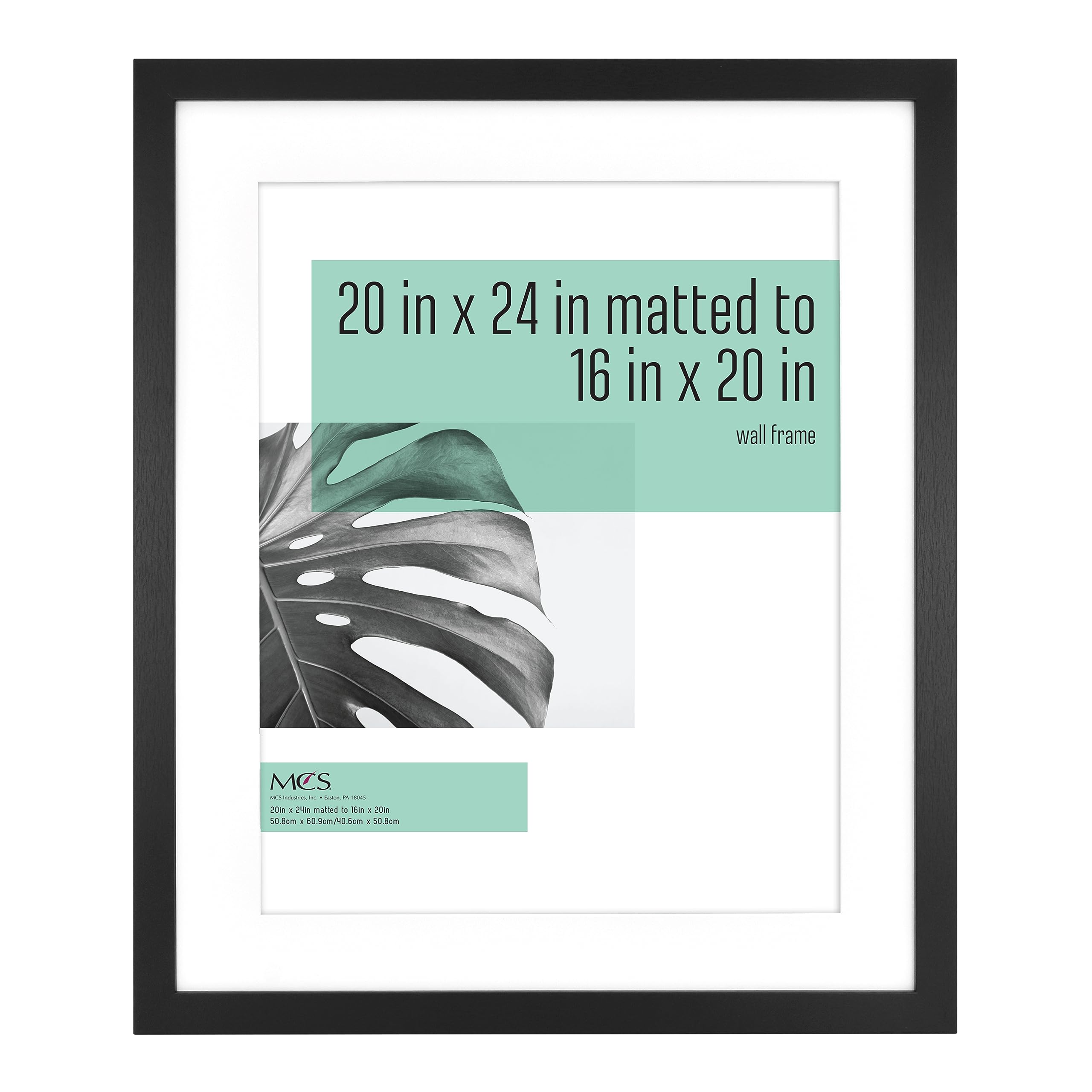 MCS Studio Gallery 20x24 Matted to 16x20 Poster Frame Black Woodgrain, Vertical & Horizontal Wall Hanging Large Picture Frame fo