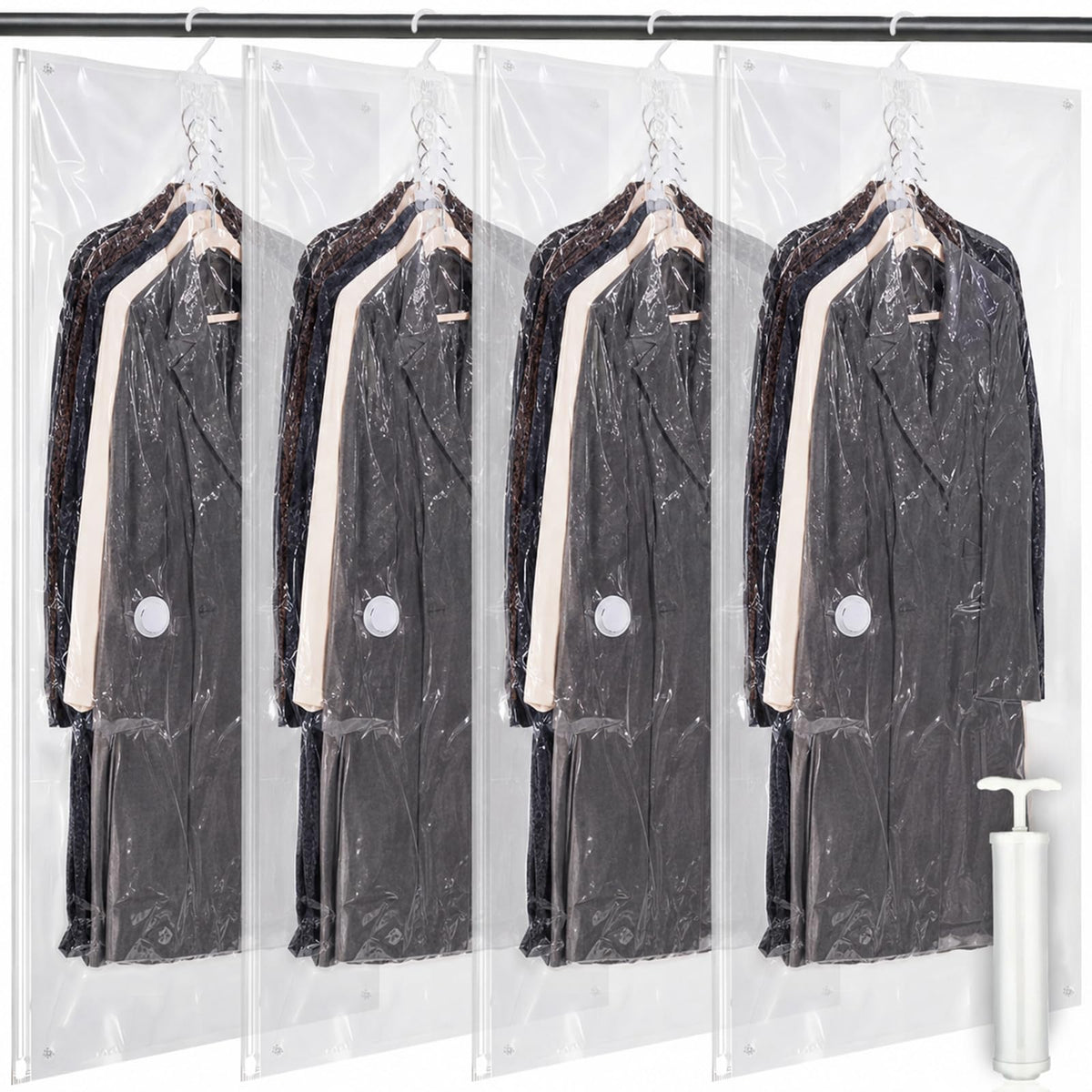 Novabright 5 Pack Hanging Vacuum Storage Bags for Clothing, 4 L