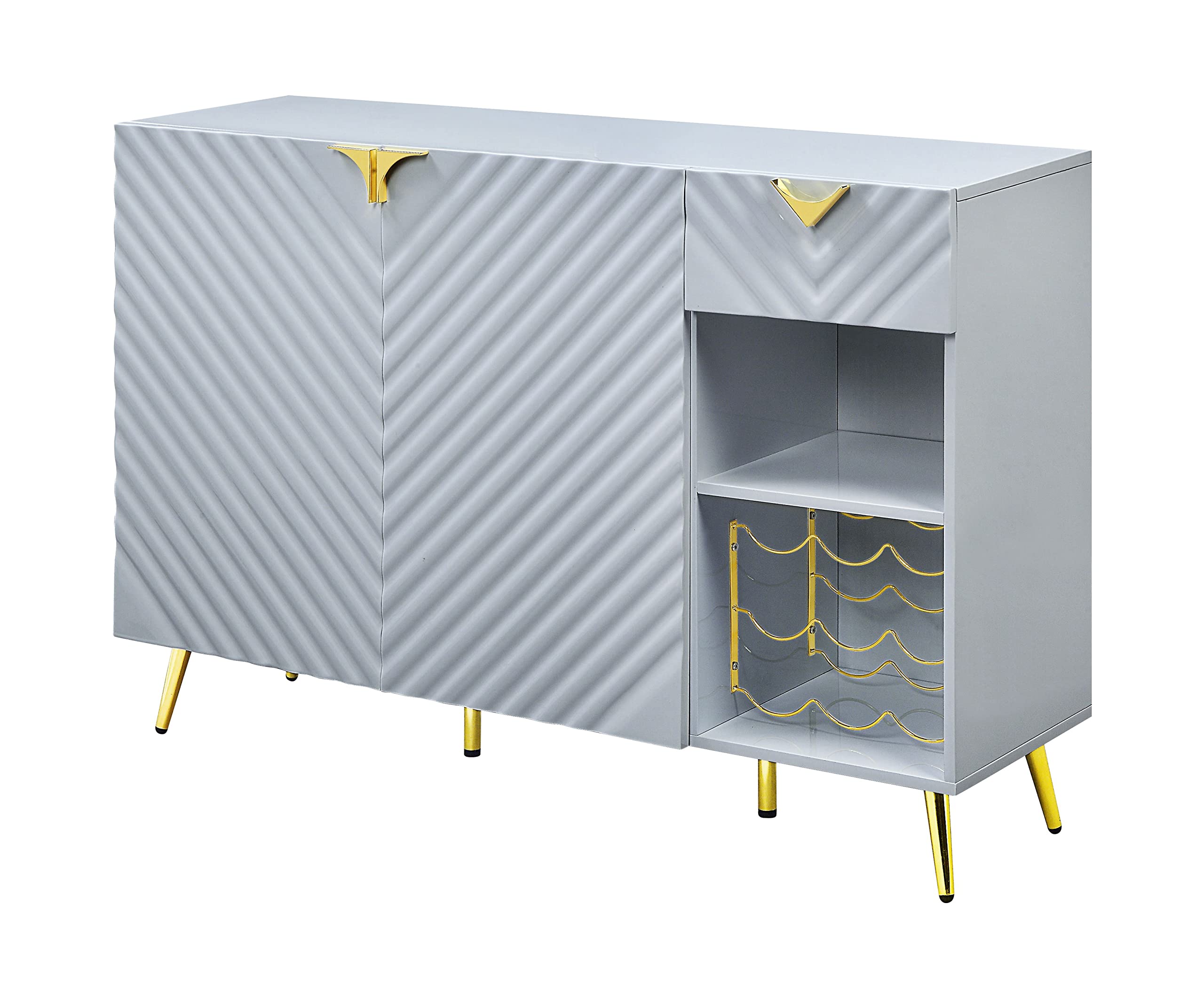 Acme Gaines Wooden Storage Server with 2-Doors in Gray High Gloss