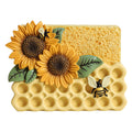 Bicuzat Resin Sunflower Bee and Honeycomb Sponge Holder for Kitchen Sink, Compact Sink Caddy Organizer, Dish Sponge Holder