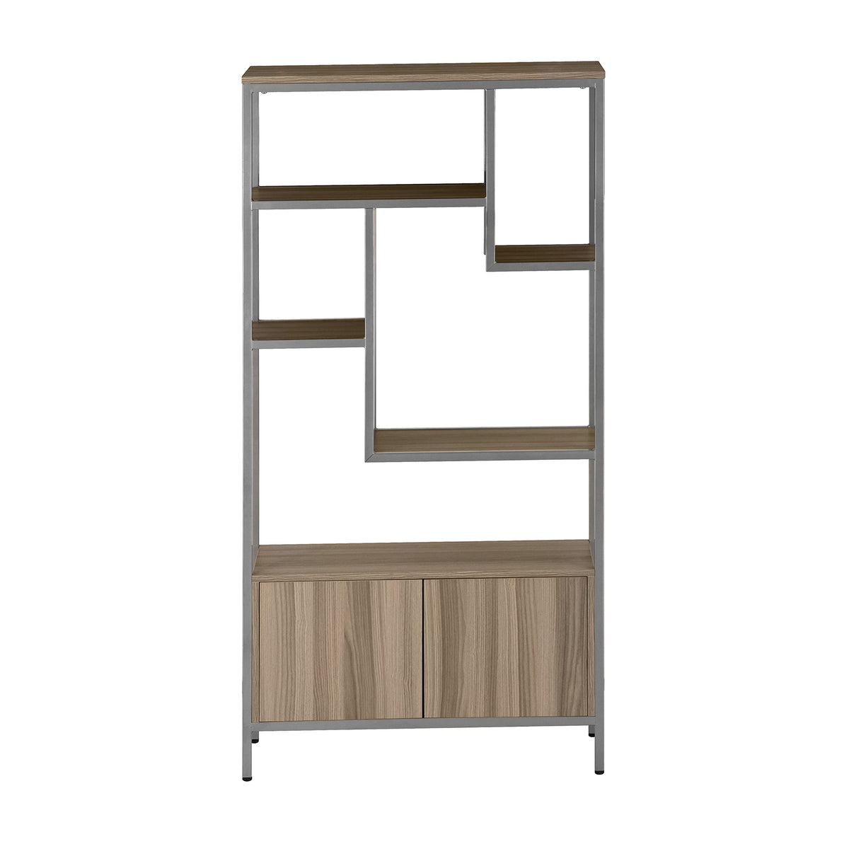 Techni Mobili Rack with Door Cabinet Book Storage Case, ONE Size, Oak