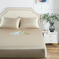 Satin Fitted Sheet, King Fitted Sheet Only, 1 - Piece Ultra Soft Deep Pocket Single Silk Bottom Bed Sheet King - Taupe