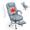 Homrest Executive Office Chair With Footrest, 4-Point Massage Office Chair With Reclining Backrest, Heated Leather Computer Chai