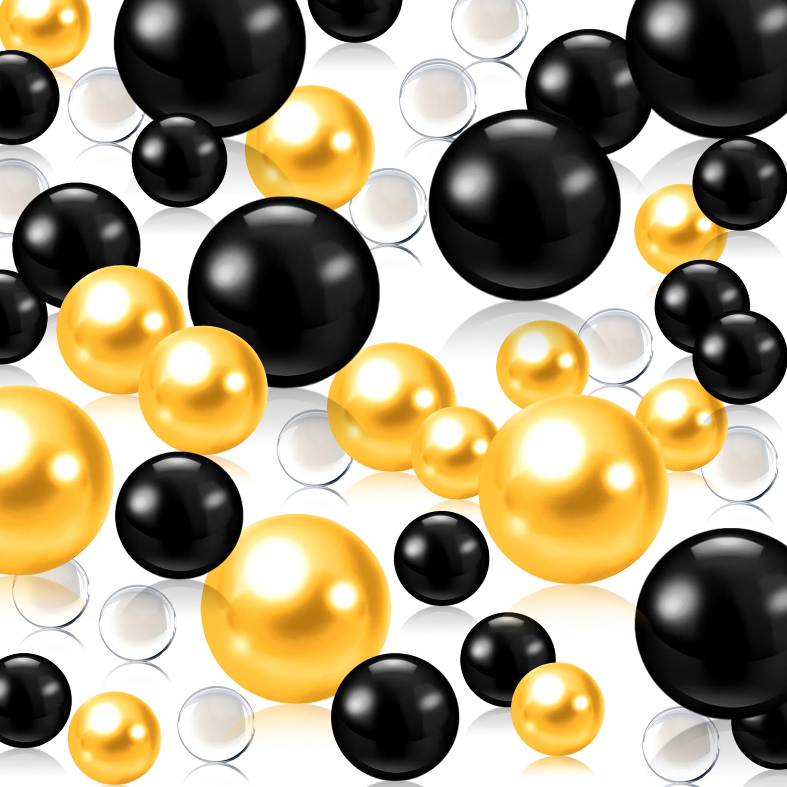 Black Gold Vase Filler Pearls | Black Gold Floating Pearls | 150 PCS Black Gold Pearls Bead for Centerpieces Vases, Black Gold N