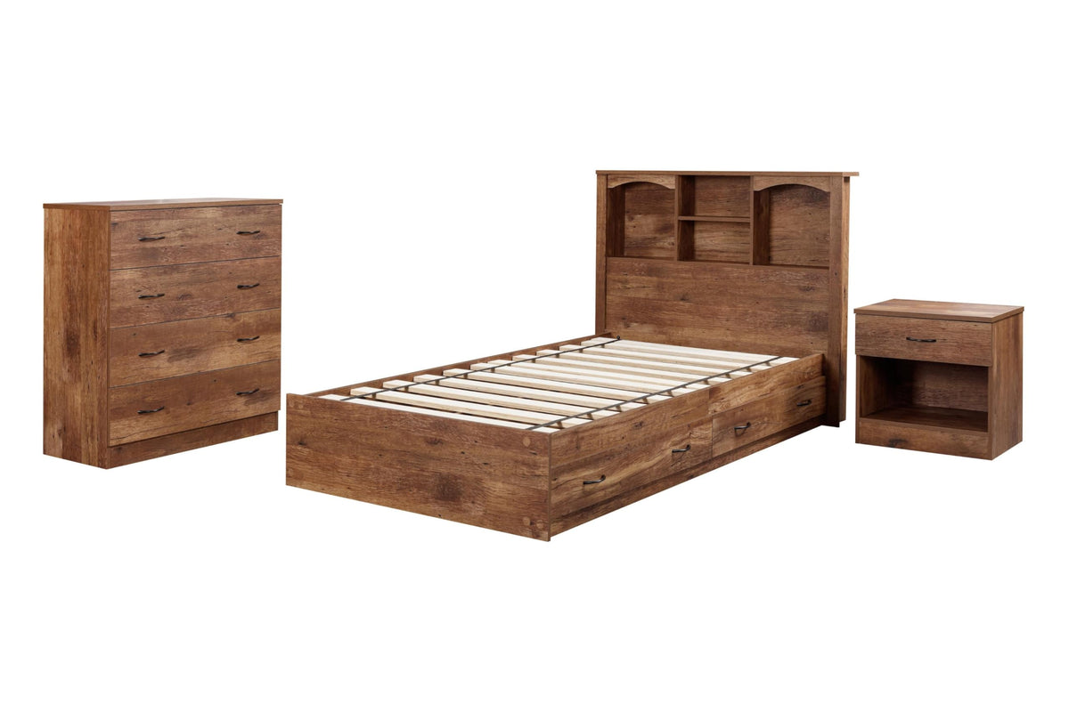 American Furniture Classics 4 Piece Bedroom Set, Warm Mountain Oak Laminate