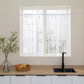 White Lace Cafe Curtains 24 Inch Length 2 Panels set Country Floral Sheer Curtains Rod Pocket Short Kitchen Curtains Decor Light