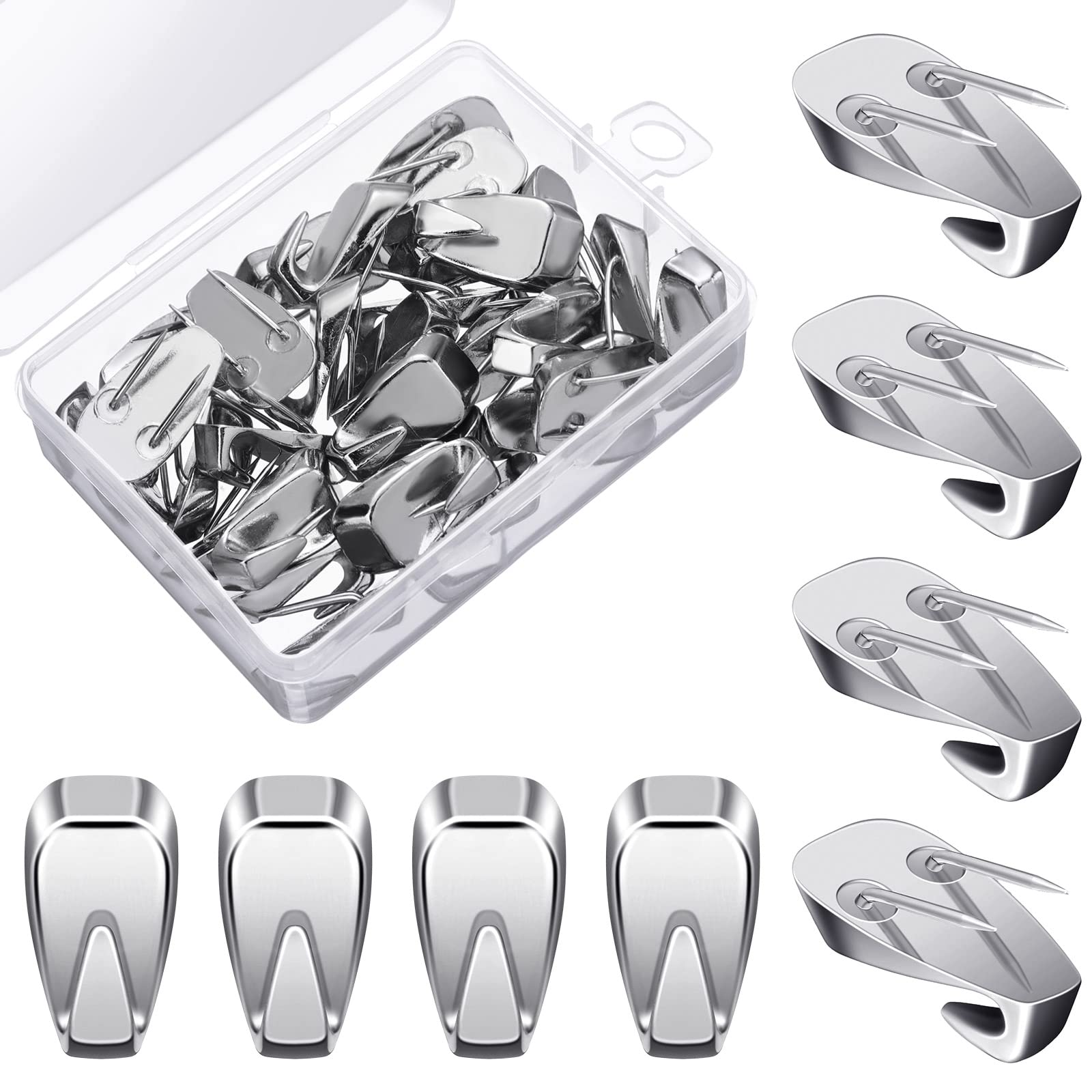 Zhengmy 30 Pcs Cubicle Hooks Fabric Panel Wall Wire Hooks Stainless Metal Cubicle Clip Pins Accessories Staple Cubicle Hooks For