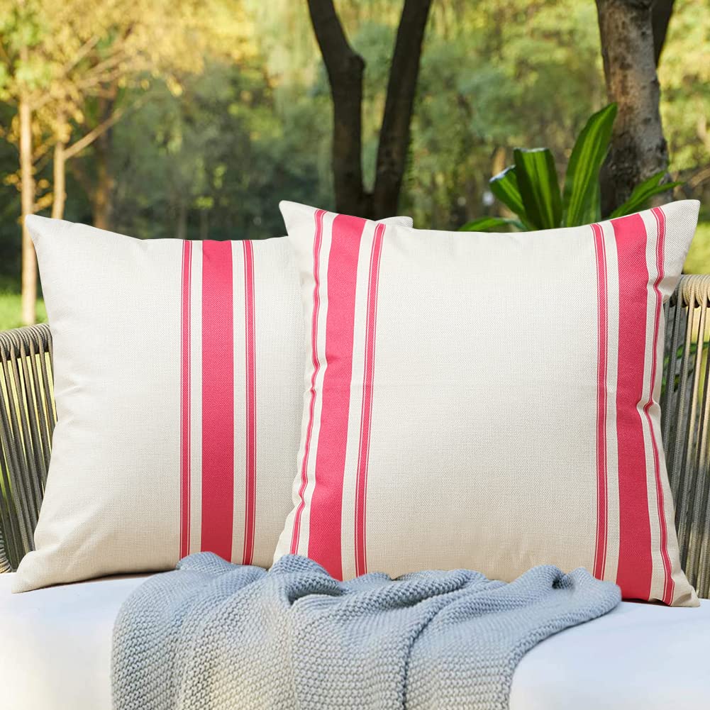 Otostar Outdoor Pillow Covers Set Of 2 18X18 Inch Waterproof Decorative Throw Pillow Covers Square Geometry Pillow Cases Garden