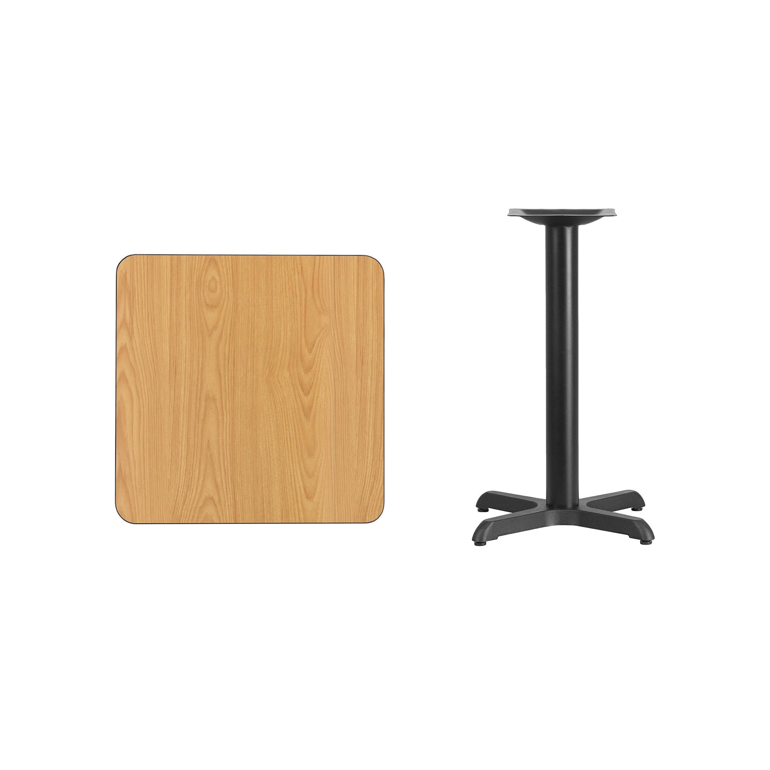 Flash Furniture Graniss 24'' Square Natural Laminate Table Top With 22'' X 22'' Table Height Base