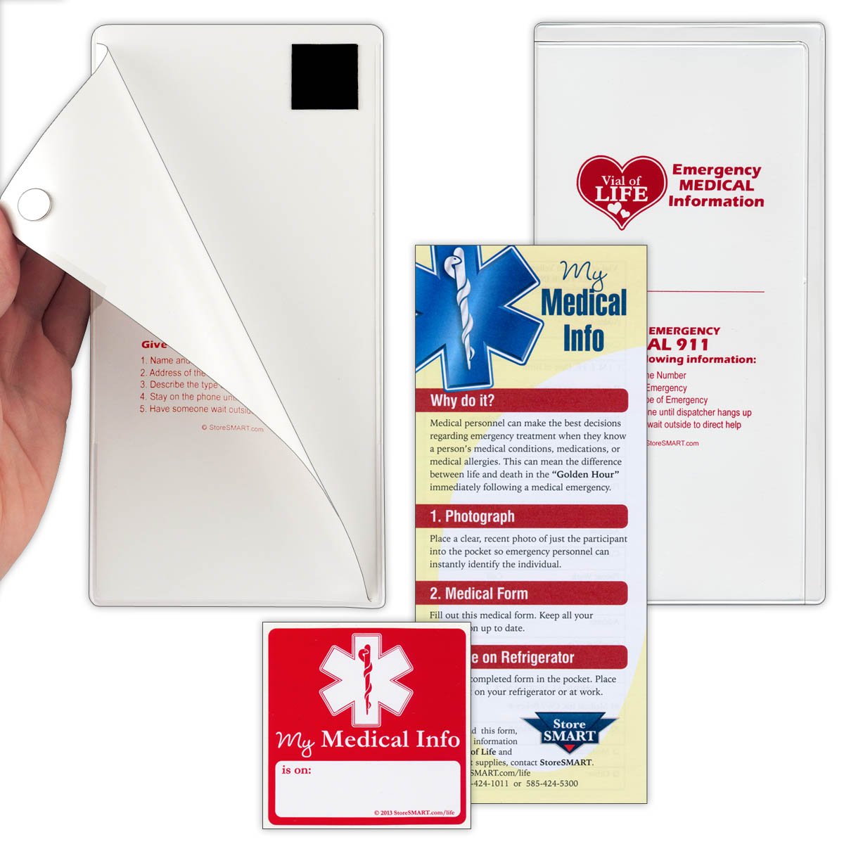 Storesmart - Vial Of Life 5-Pack - Magnetic Easy Open - Magnetic Back - White - Volmcp502Mb-W-5