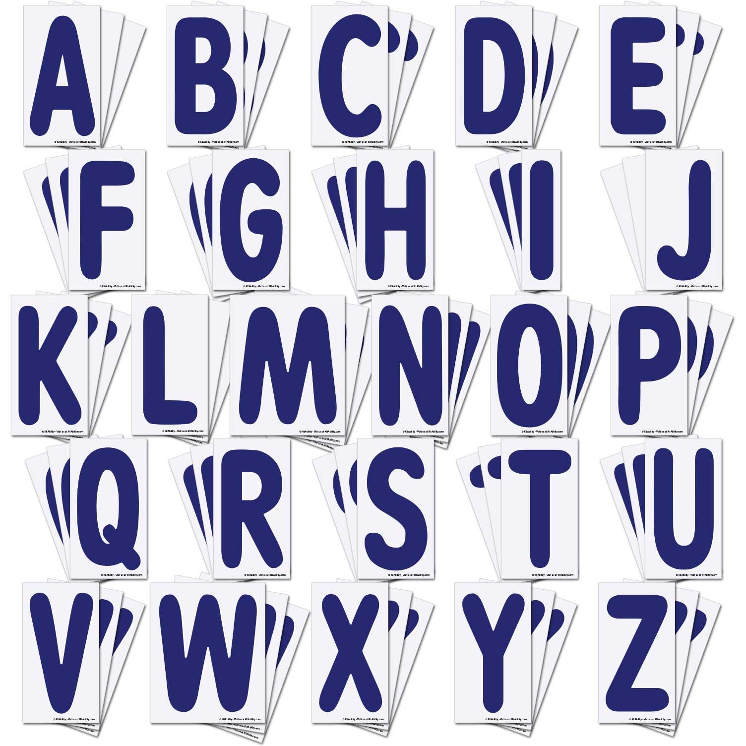 Kitability Replacement Letters For White Message Board Sidewalk Signs With 4 Inch Tracks, 3 Of Each Letter A To Z, Blue On White
