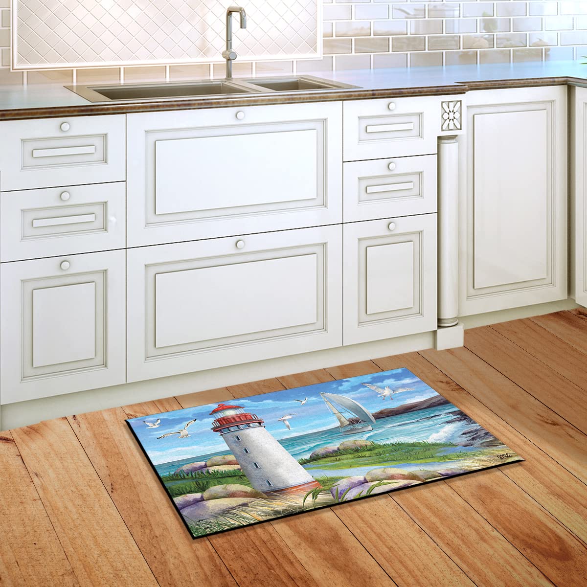 Briarwood Lane Coastal Lighthouse Summer Doormat Indoor Outdoor 30' X 18'