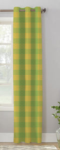 AIRWILL Cotton Beast Green Checkered Designed Pattern Door  4x7ft Curtains  (Pack of 1 pc)  Green, Yellow
