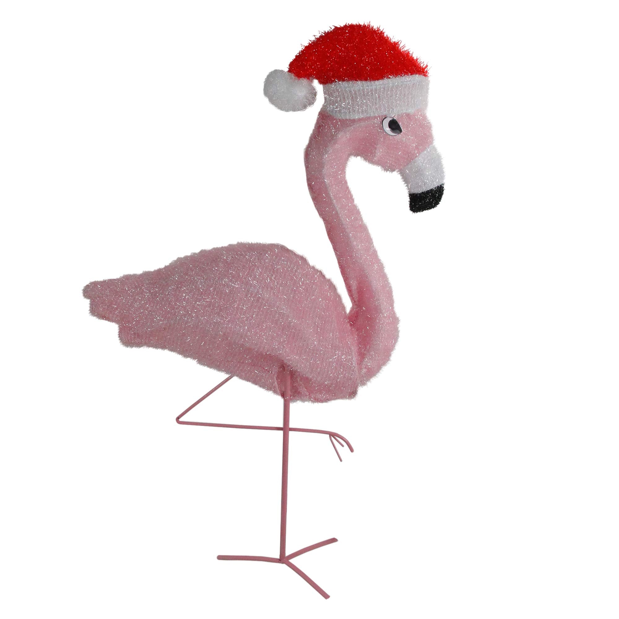 Northlight 32 Pre-Lit Pink Flamingo with Santa Claus Hat Christmas Outdoor Decoration