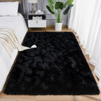 AROGAN Luxury Soft Shaggy Rugs Carpets, 3x5 Feet Bedroom Rug Indoor Plush Area Rugs for Living Room, Black Fluffy Rug for Kids G