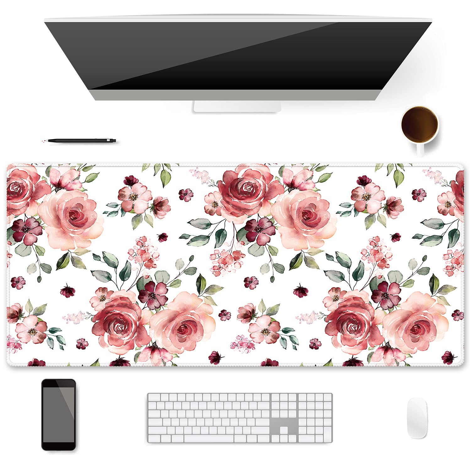 Idonzon Extended Gaming Mouse Pad (35.4X15.7 Inch 3Mm Thick), Soft Cute Extra Large Xxl Waterproof Thicken Desk Mouse Keyboard M