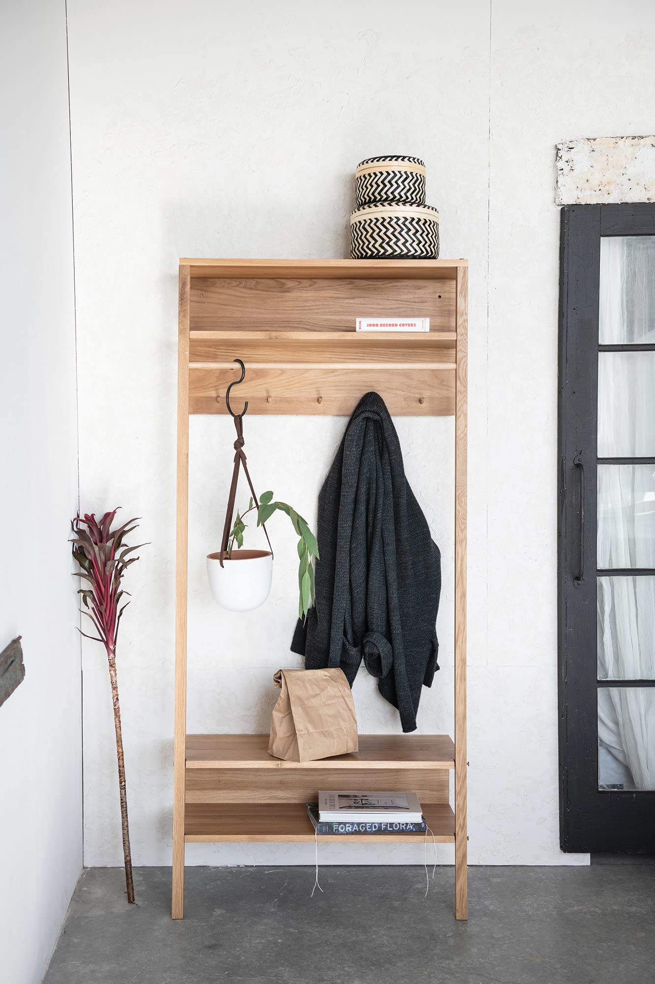 Bloomingville Boho Bamboo Lids, Set Of 3 Sizes Storage Box, Black & Natural, 3