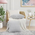 Decoruhome Decorative Throw Pillow Covers 26X26 Set Of 2, Farmhouse Chenille Pillow Covers, Square Soft Pillow Covers For Couch Sofa Bed, Grey White