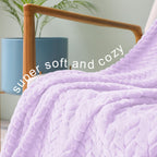 Exclusivo Mezcla Lilac Purple Fleece Twin Size Blanket For Bed, 90X66 Inches Soft Cozy 3D Decorative Jacquard Flannel Blankets,