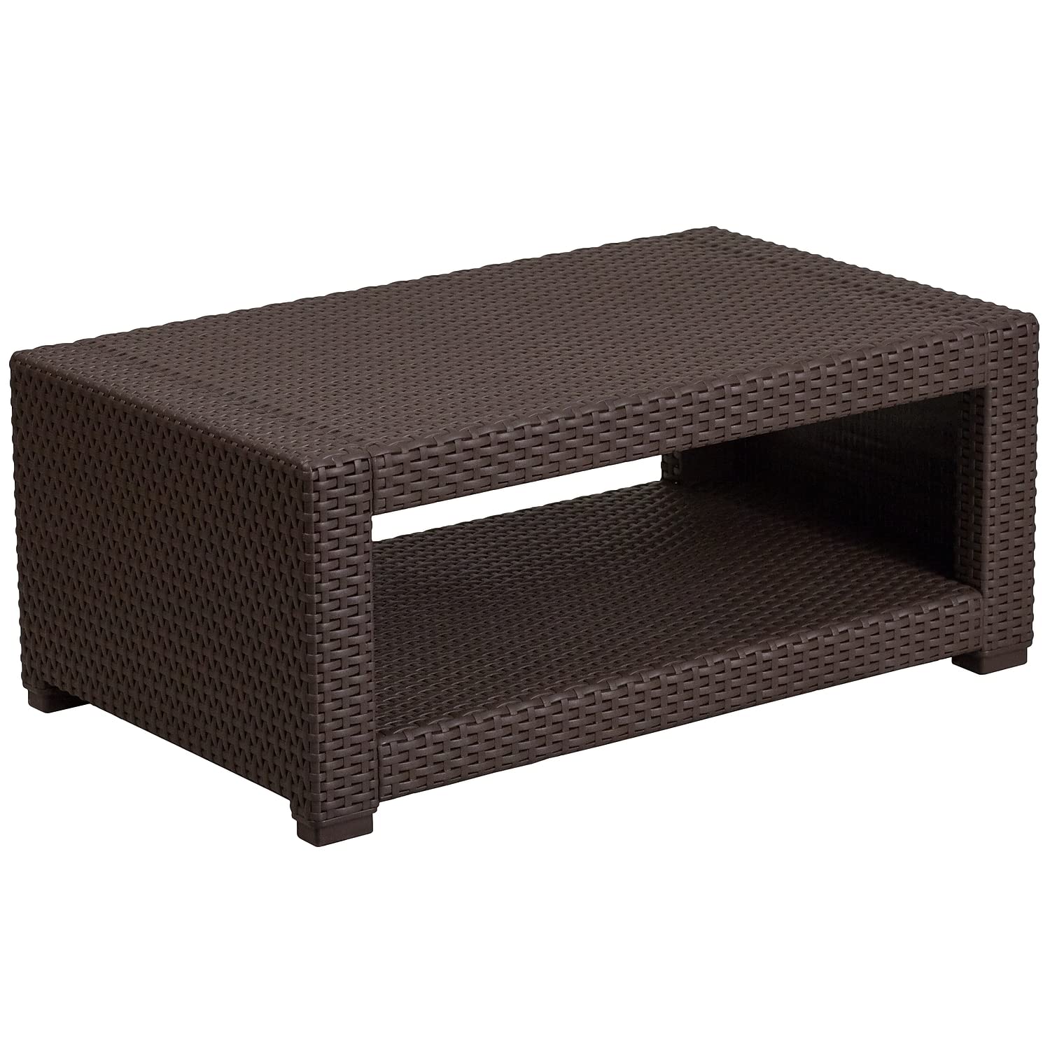 Flash Furniture Seneca Chocolate Brown Faux Rattan Coffee Table