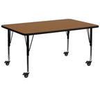 Flash Furniture 30X72 Rec Oak Activity Table, 30 W X 72 L