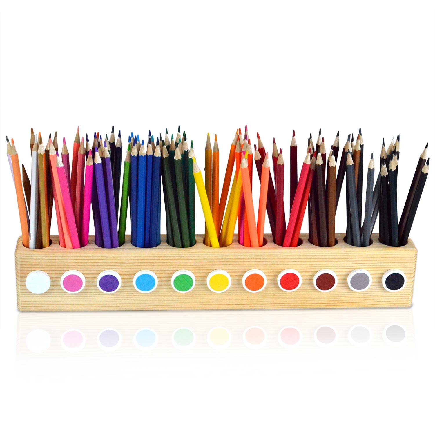 Ouluhend Desk Wood Colored Pen Pencil Holder, Solid Wooden Pencils Organizer Storage For Kids, Office And School Supplies.
