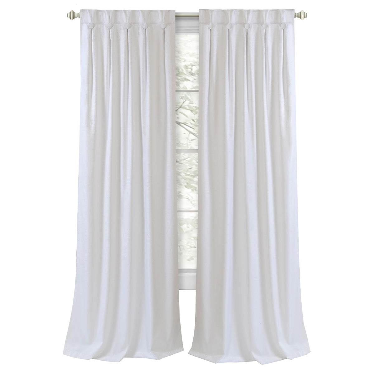 Achim Pleated Blackout Curtain Panel  34 x 84, White  Room Darkening Black Out Curtains for Bedroom & Living Room  Long Lig