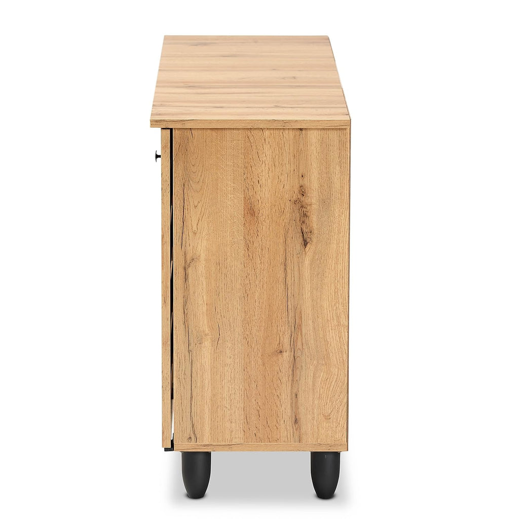 Baxton Studio Gisela 3-Door Shoe Storage Cabinet, Oak Brown and Black (190-11992-HiT)