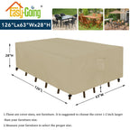 Easy-Going Rectangle Patio Furniture Cover Waterproof Outdoor Dining Table And Chair Cover Anti-Uv Outside Sectional Sofa Set Covers (126'L X 63'W X 28'H, Camel)