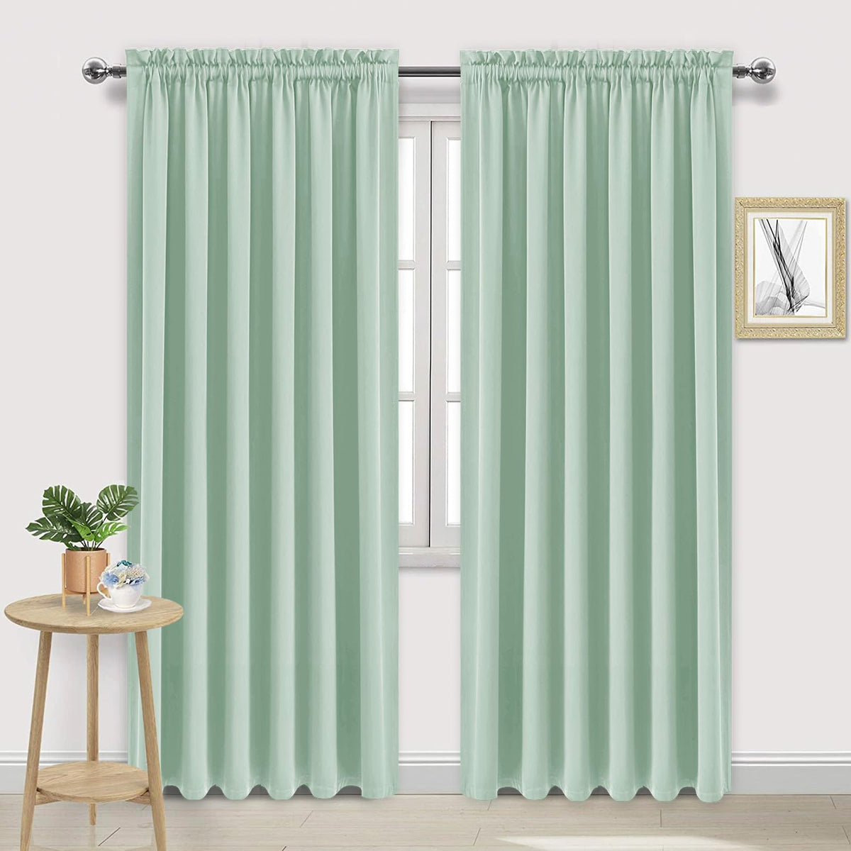 Dwcn Blackout Curtains For Living Room Thermal Insulated, Energy Saving & Noise Reducing Bedroom Curtains, Bean Green, W 70X L 8