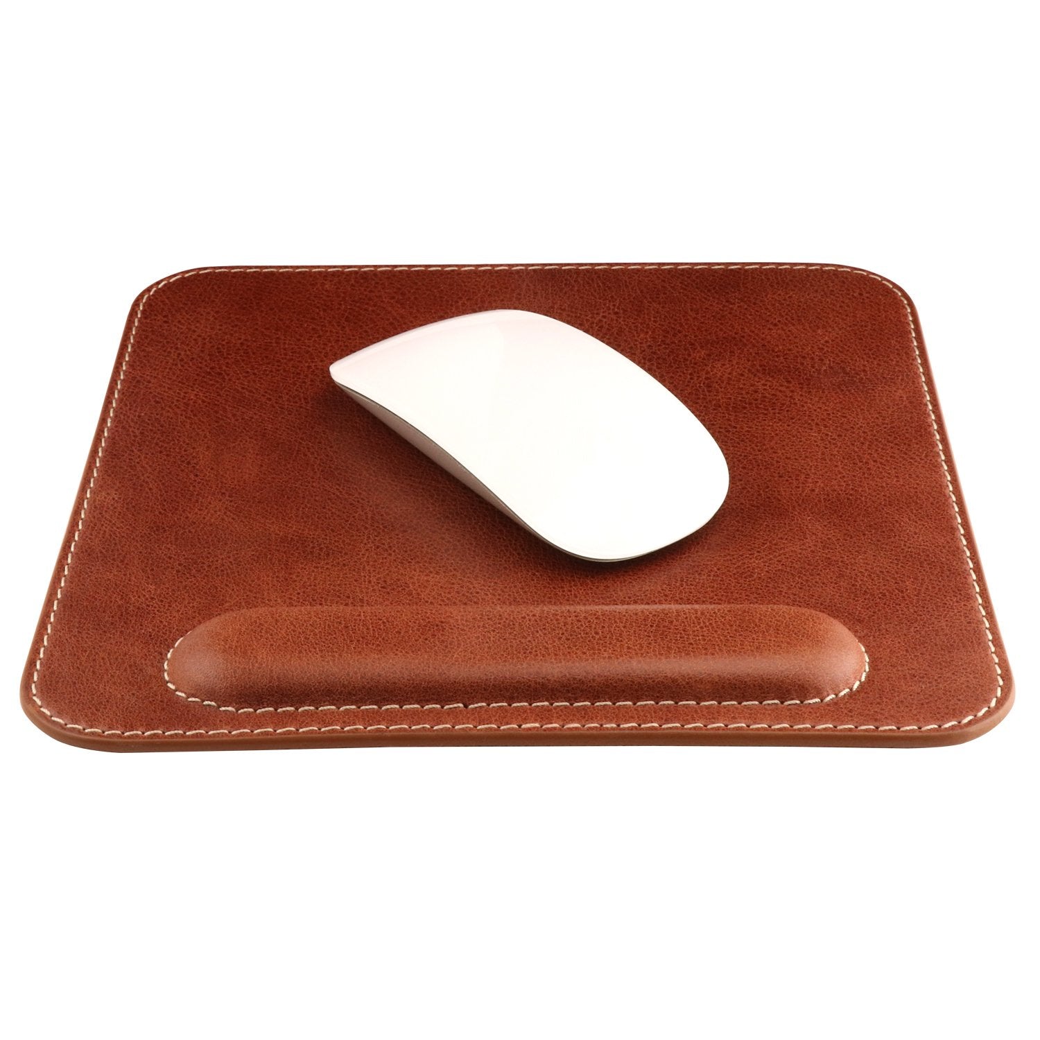 Londo Top Grain Leather Mouse Pad With Wrist Rest - Ergonomic Support, Non-Slip Base, Smooth Surface