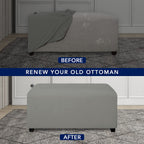 Purefit Super Stretch Soft Form Fit Ottoman Cover Rectangle - Ottoman Slipcovers For Foot Stool & Folding Storage Furniture For Living Room With Nonslip Elastic Bottom (Medium, Light Gray)
