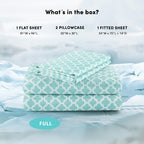 Comfort Spaces Cooling Sheets, Moisture Wicking Coolmax Sheets, Soft Sheet Set, Cooling Bed Sheets For Hot Sleepers, Elastic Deep Pocket Fits Up To 16' Mattress, Full Quatrefoil Aqua 4 Piece